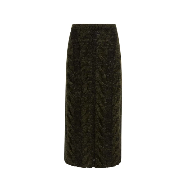 Ziva Skirt in Black and Olive Multi