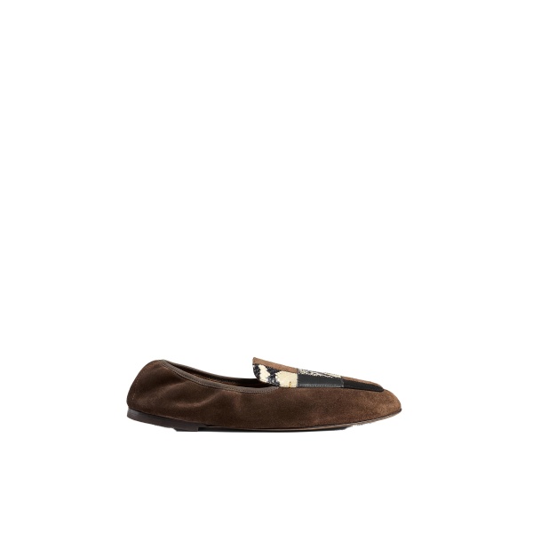 Khaite Zoe Patchwork Flat in Chocolate