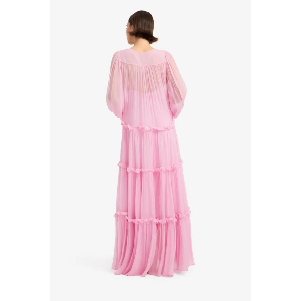 Leo Lin Teresa Bow Tiered Maxi Dress in Pink view 5
