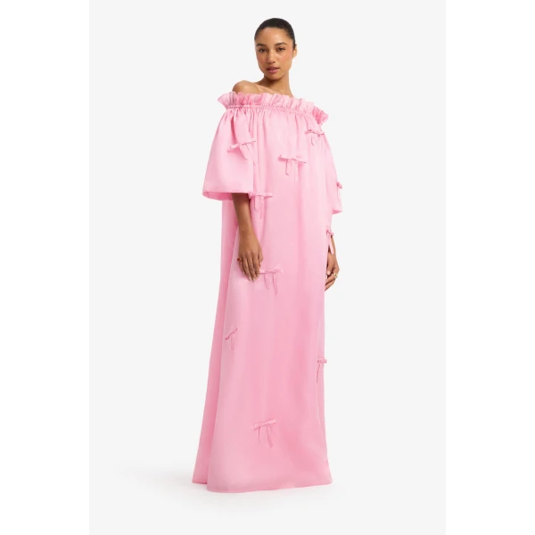 Leo Lin Liana Bow Off Shoulder Maxi Dress in Pink view 4