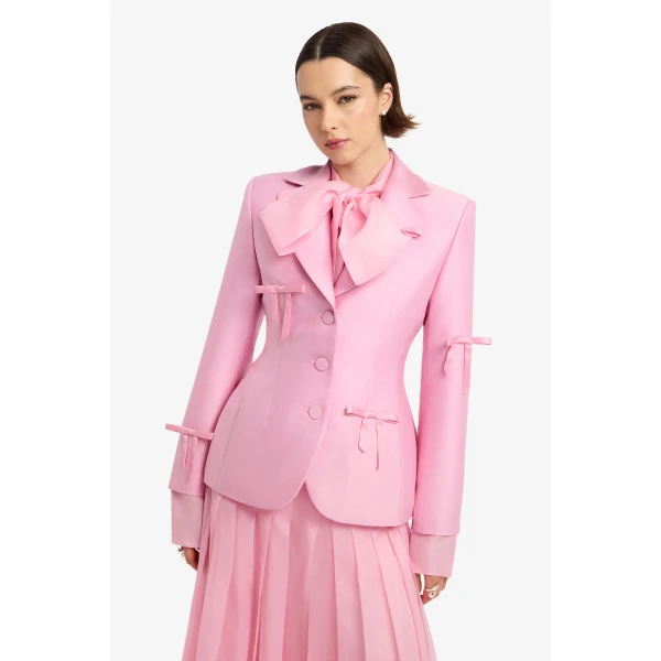 Leo Lin Annika Bow Blazer in Pink view 6
