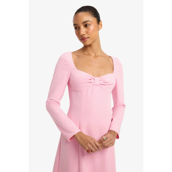 Leo Lin Erika Twist Bodice Bow Midi Dress in Pink view 6