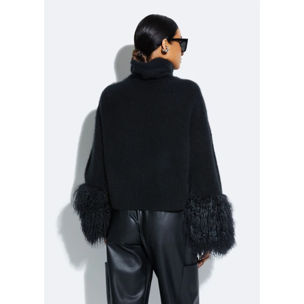 cashmere turtleneck sweater with shearling