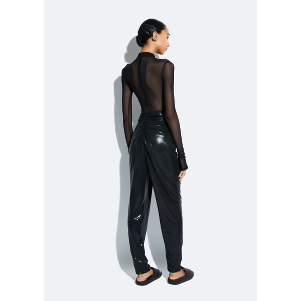 coated jersey draped pant
