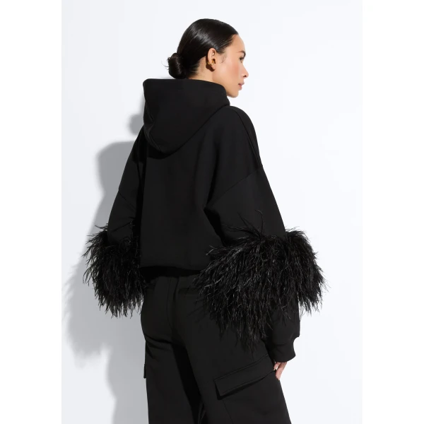 cotton sweatshirt with feathers