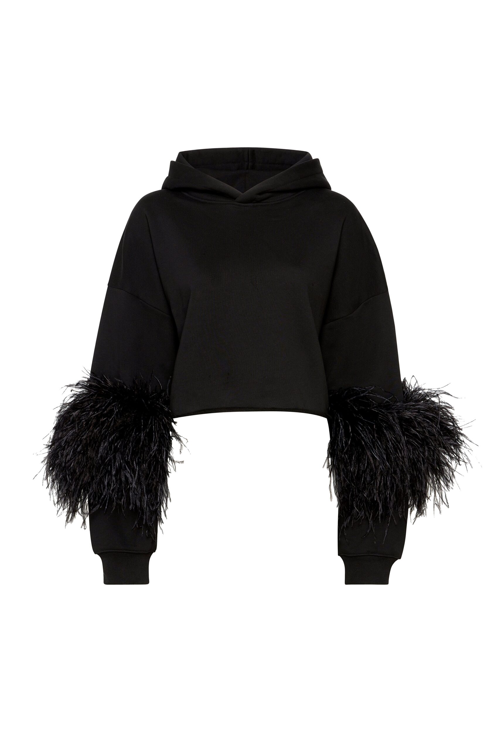 Cotton Sweatshirt With Feathers in Black