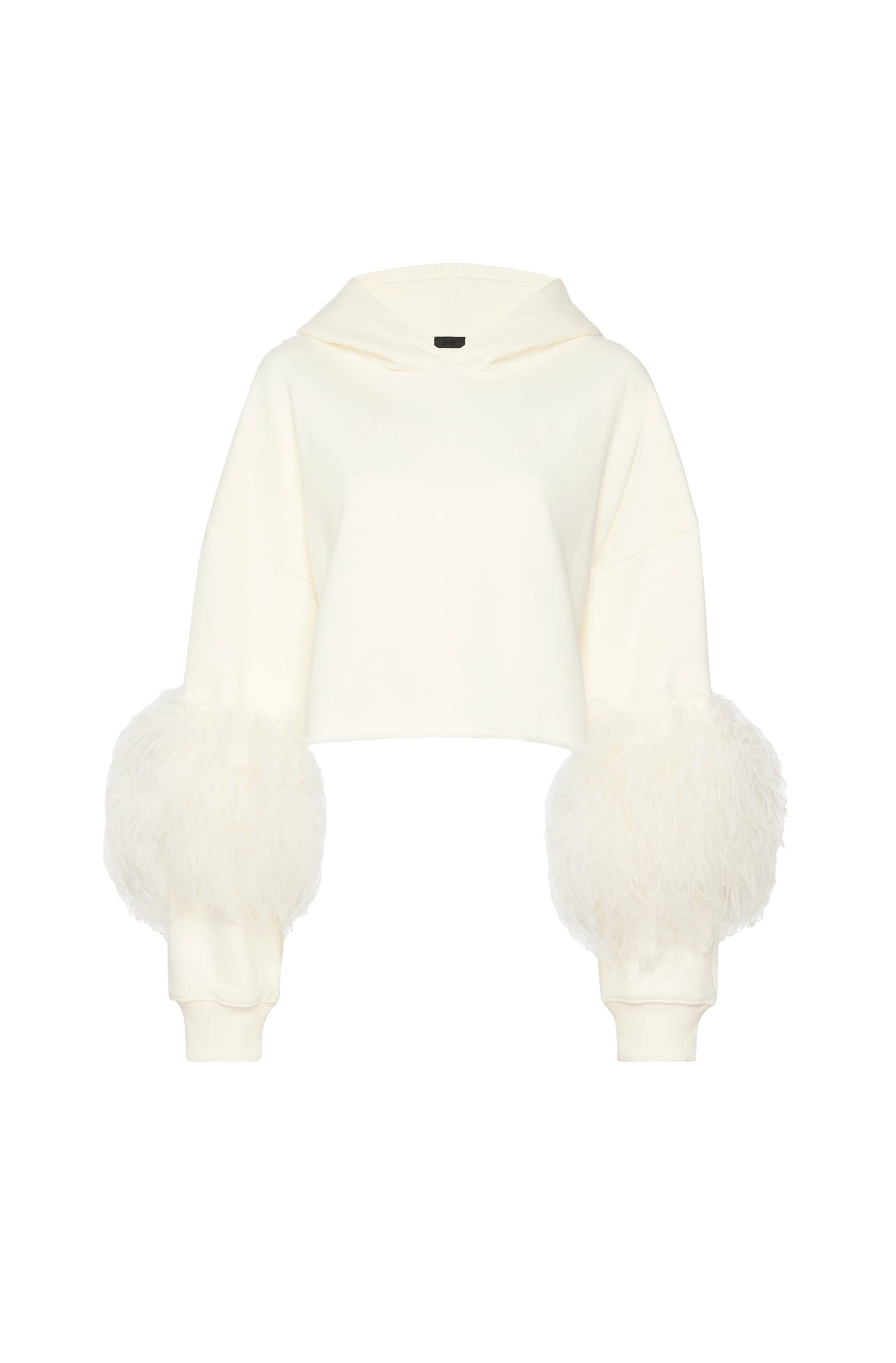 Cotton Sweatshirt With Feathers in Off White