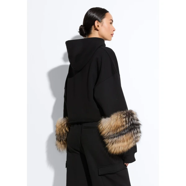 cotton sweatshirt with fur
