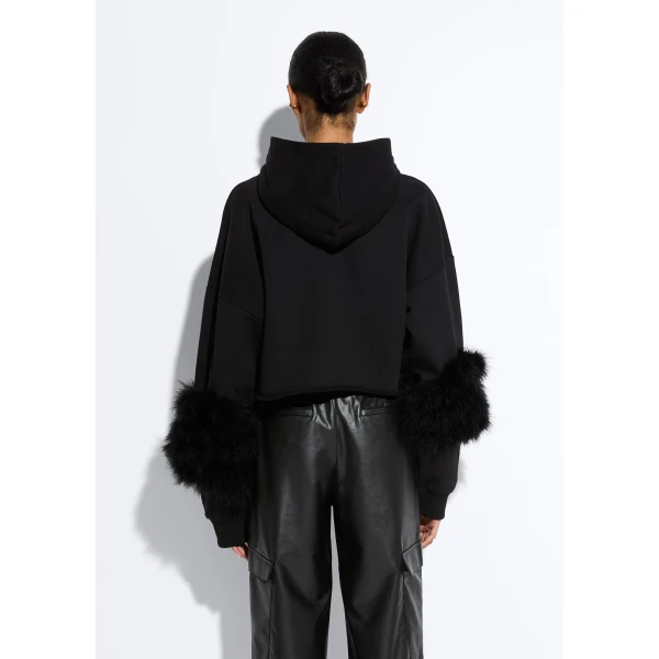 cotton sweatshirt with marabou feathers