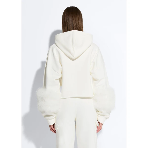 cotton sweatshirt with marabou feathers