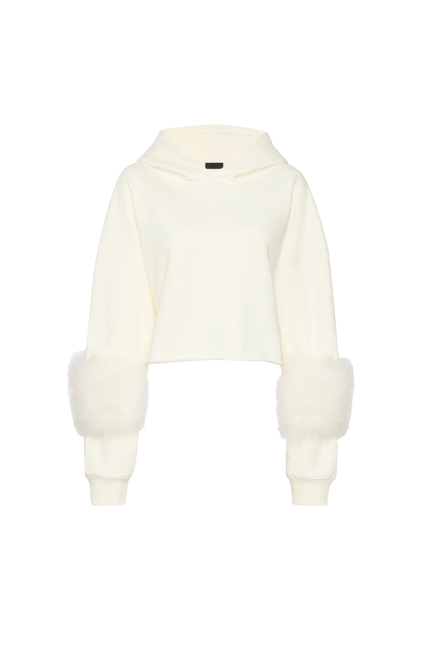 Cotton Sweatshirt With Marabou Feathers in Off White