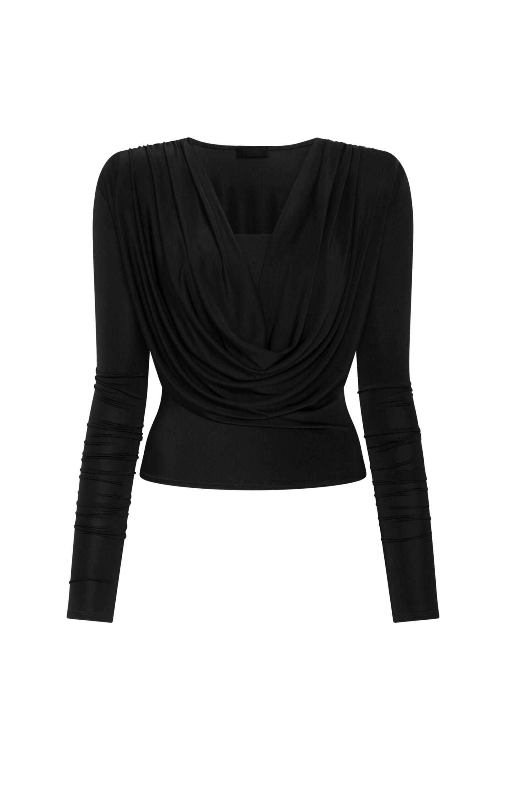 Jersey Cowl Neck Bandeau Top in Black