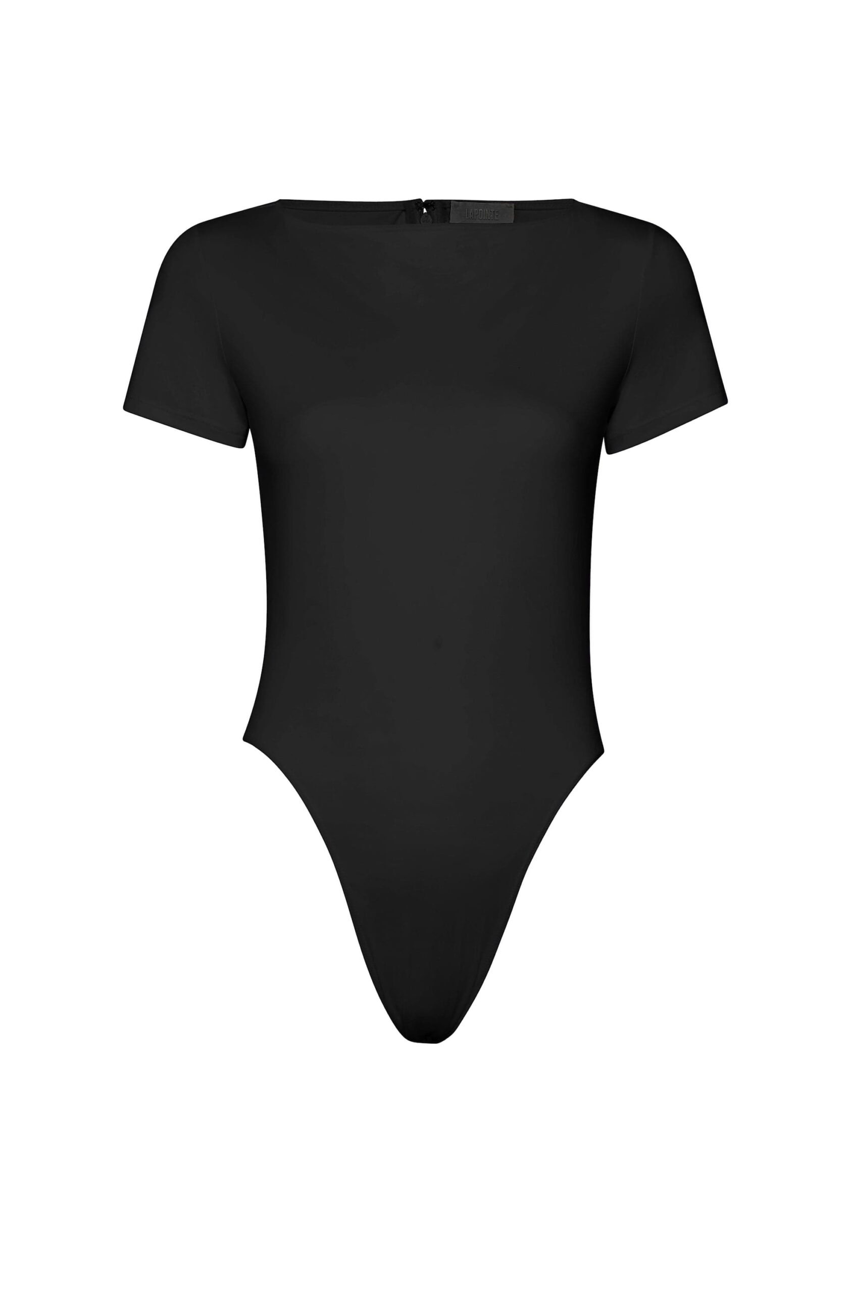 Jersey Short Sleeve Boatneck Bodysuit in Black