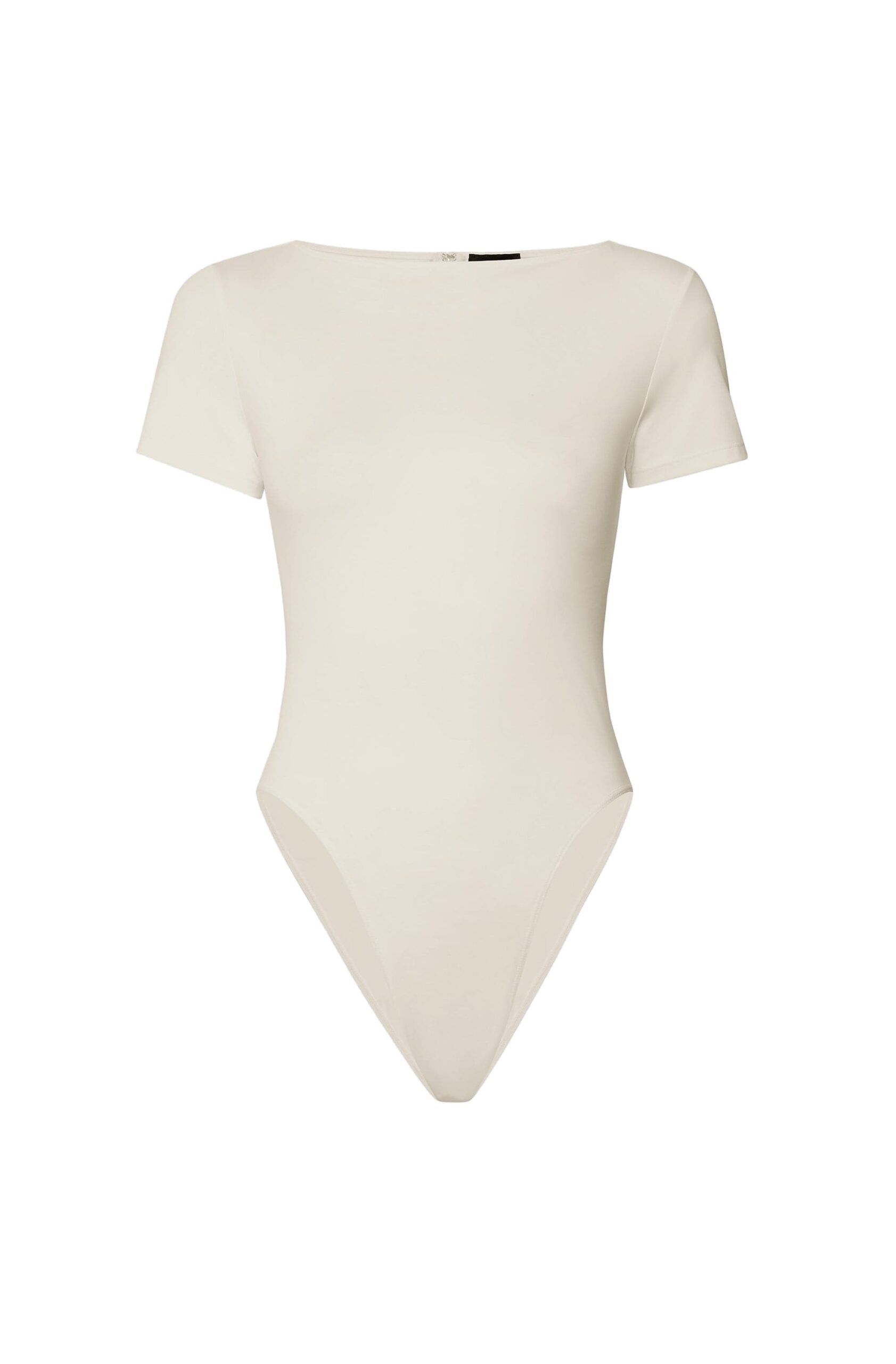 Jersey Short Sleeve Boatneck Bodysuit in Cream