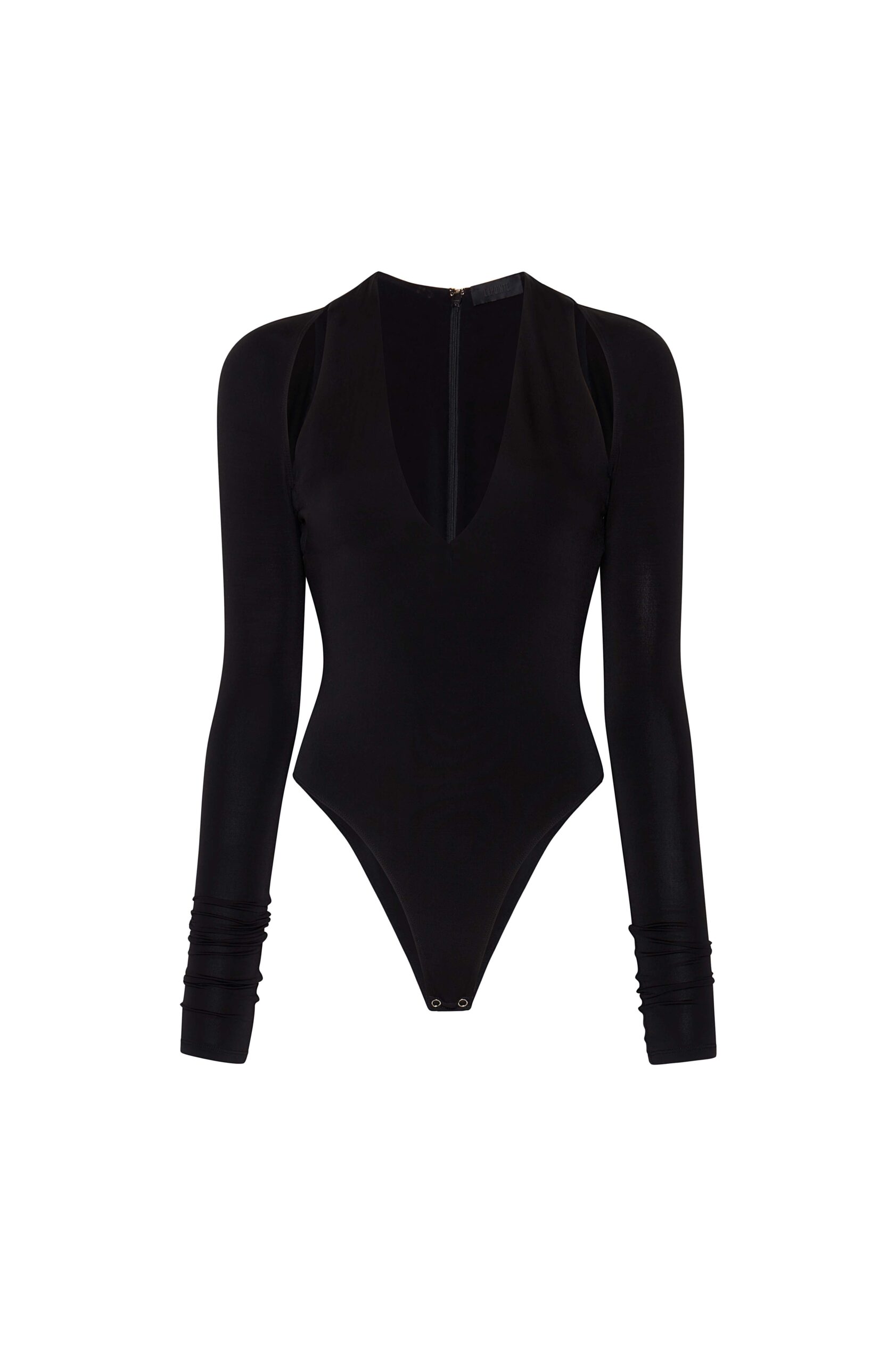Jersey V Neck Bodysuit in Black