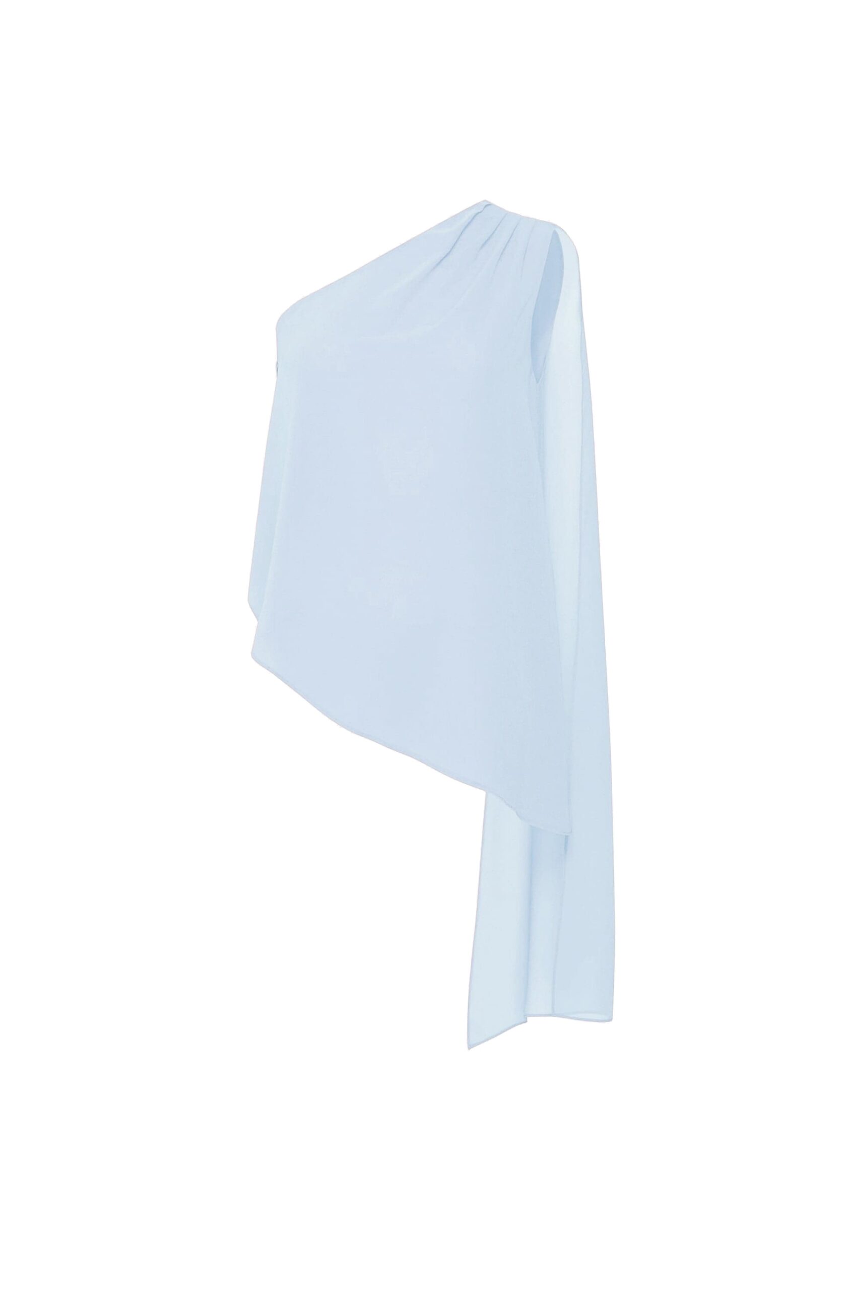 Lightweight Georgette One Shoulder Top in Cloud
