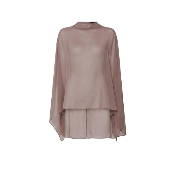 Lightweight Georgette Oversized Cape Tee in Cinder