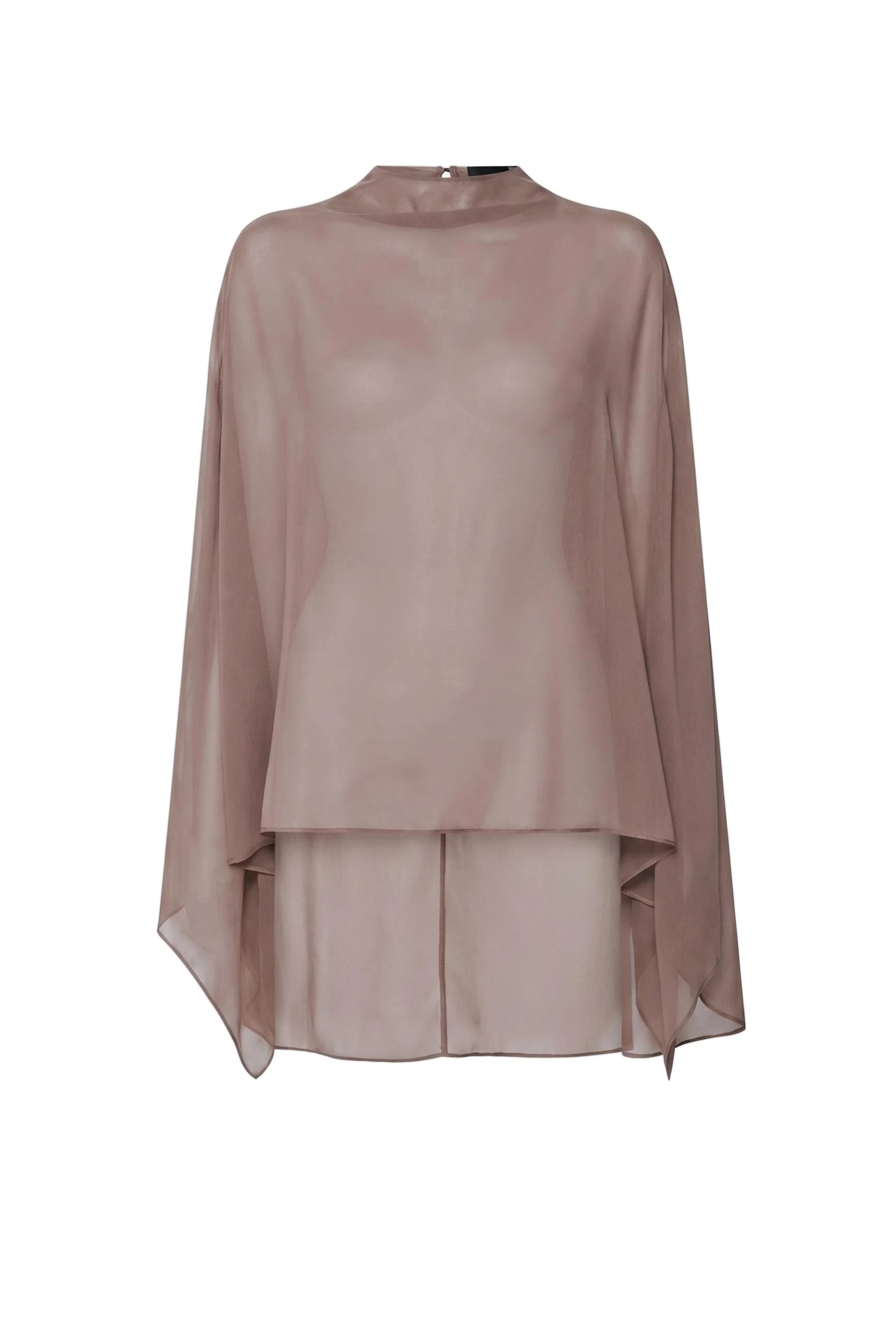 Lightweight Georgette Oversized Cape Tee in Cinder
