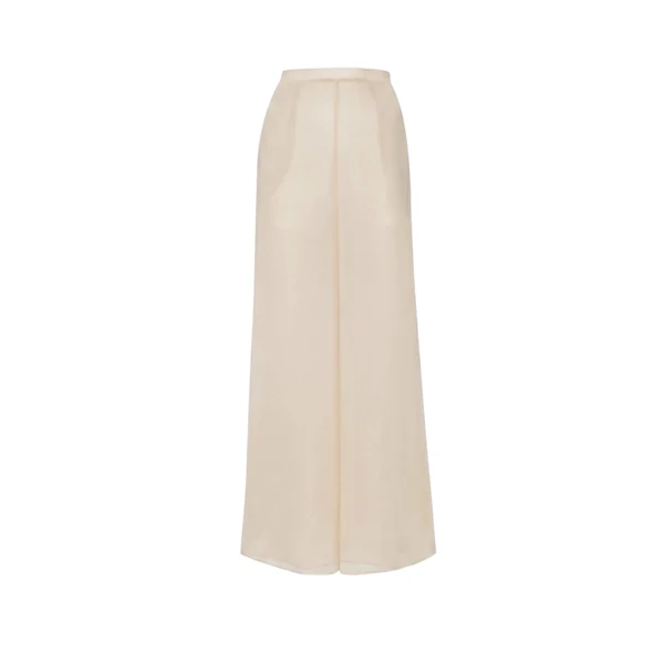 Lightweight Georgette Wide Leg Pant in Ecru