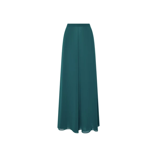 Lightweight Georgette Wide Leg Pant in Emerald