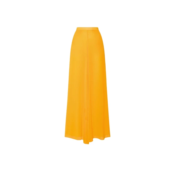 Lightweight Georgette Wide Leg Pant in Marigold