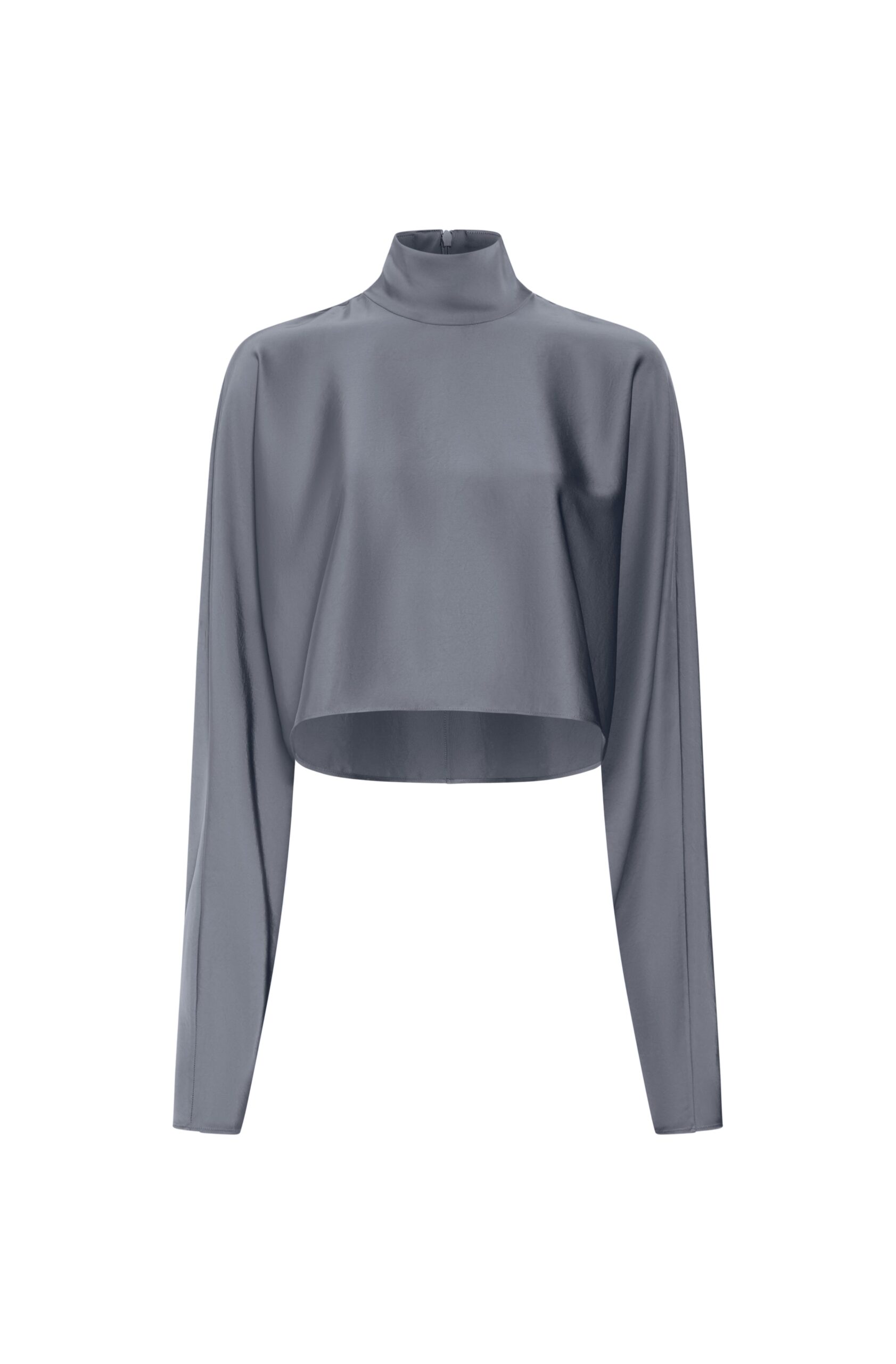 Lightweight Satin Caftan Top in Steel