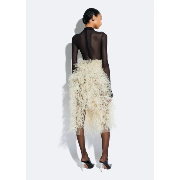 marbled feathers high waist skirt
