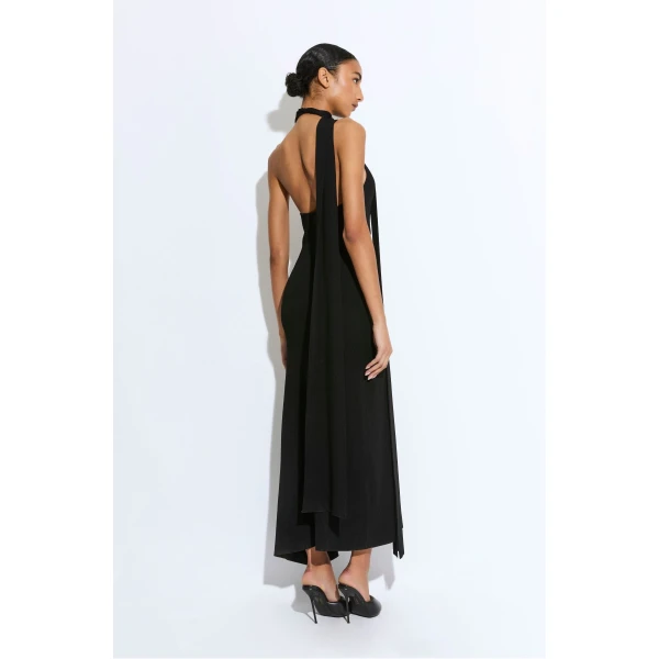 matte viscose halterneck dress