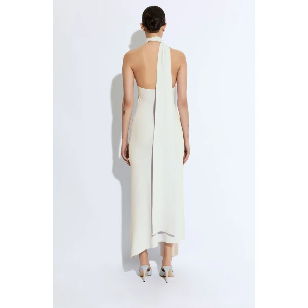 matte viscose halterneck dress