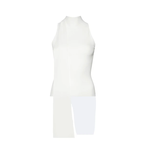Matte Viscose Halterneck Top in Off White