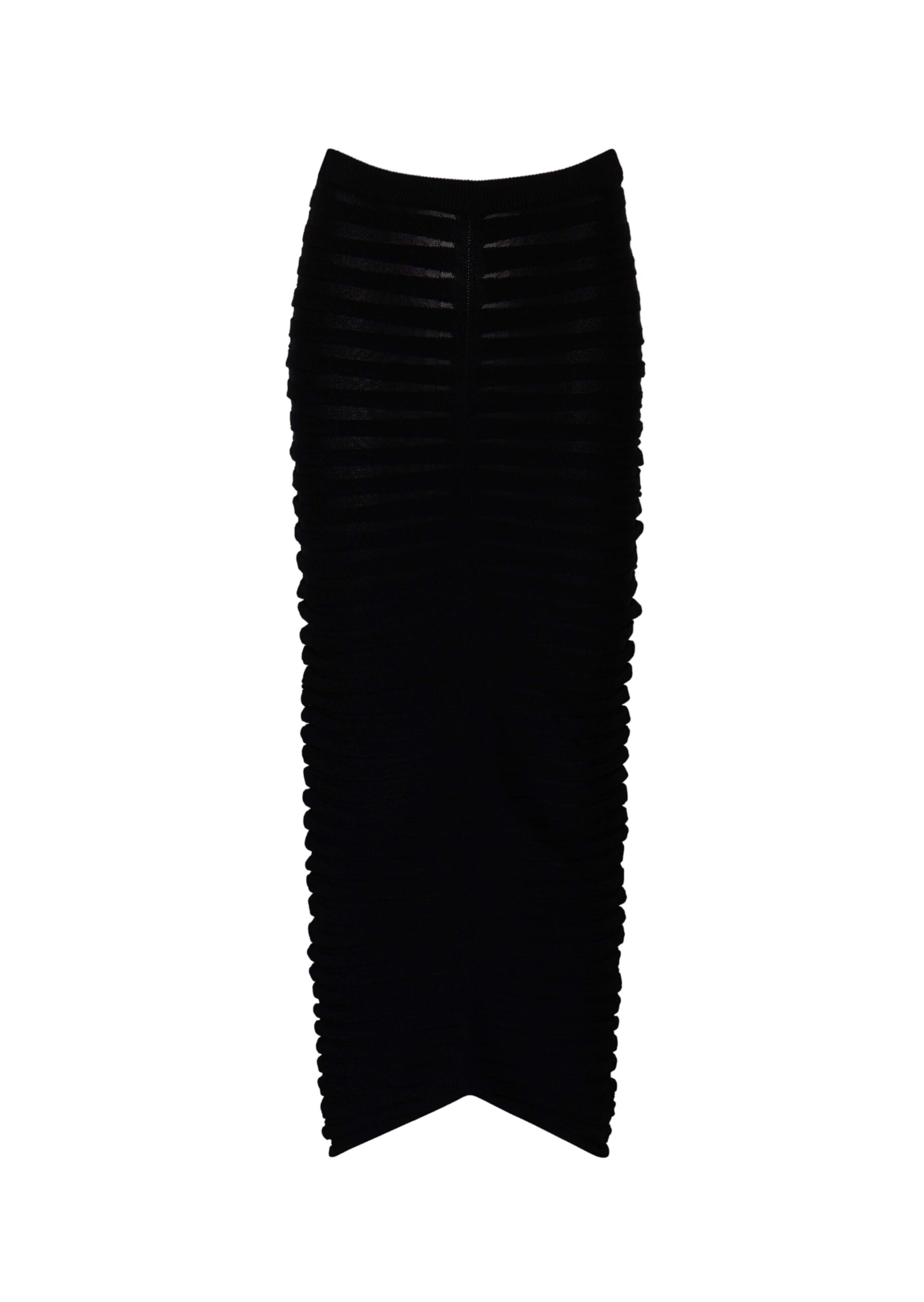 Matte Viscose Wide Ribbed Skirt in Black