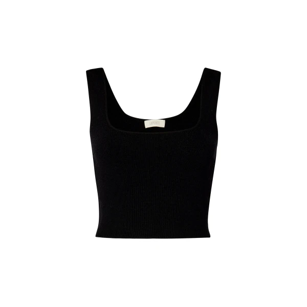 Merino Cropped Tank in Black