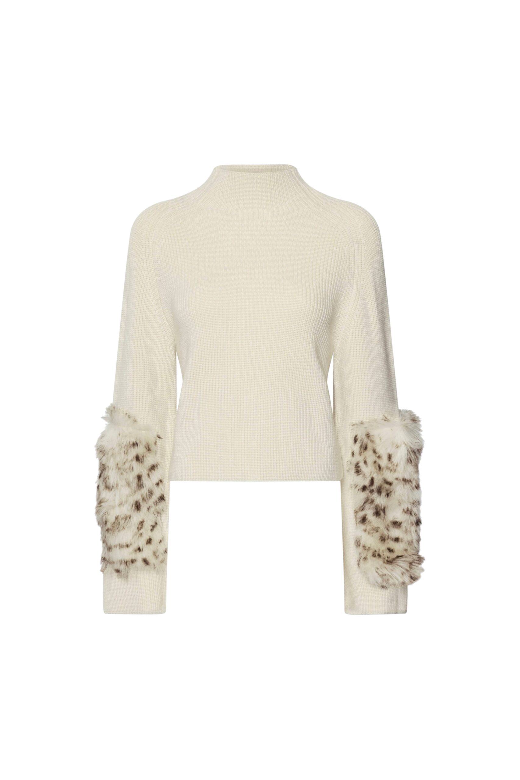 Merino Mock Neck Sweater With Patch in Sand
