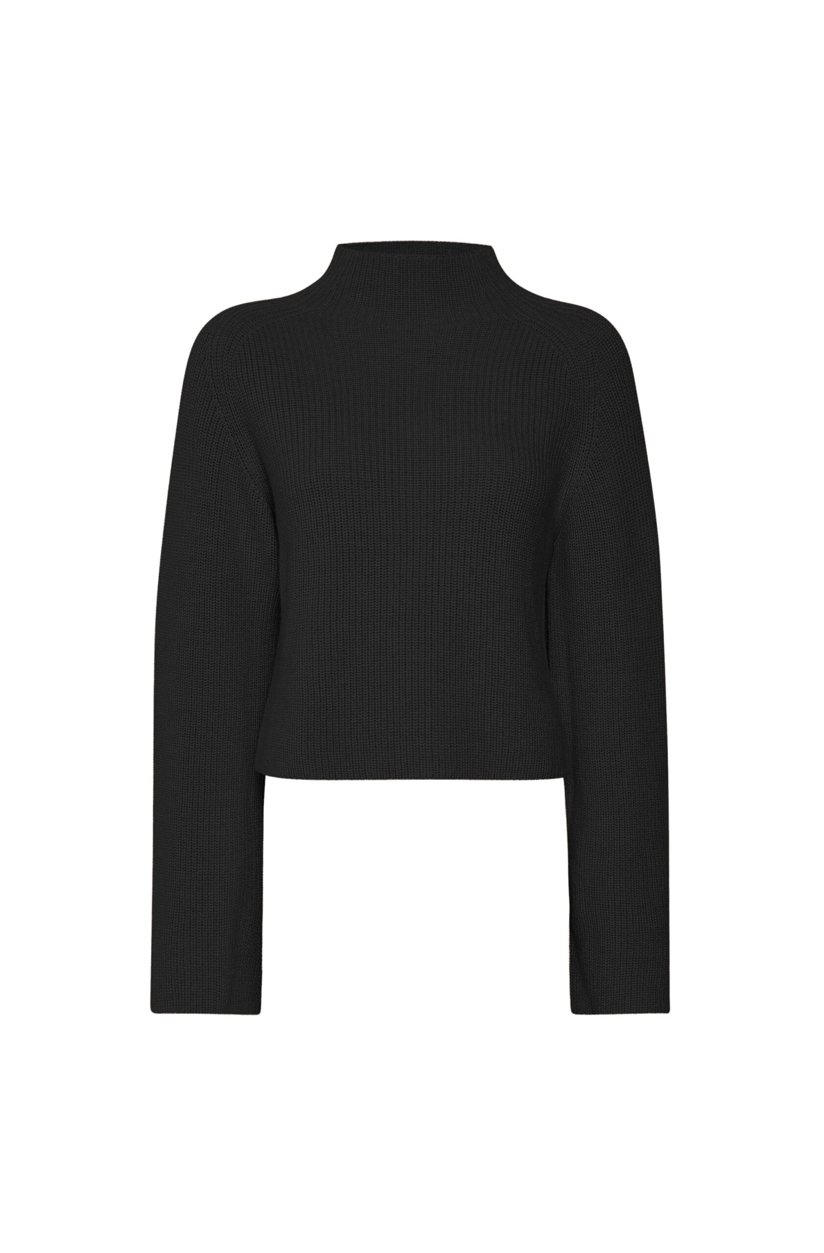 Merino Mock Neck Sweater in Black