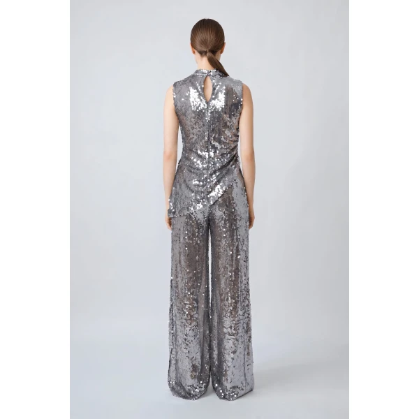 mesh sequin wide leg pant