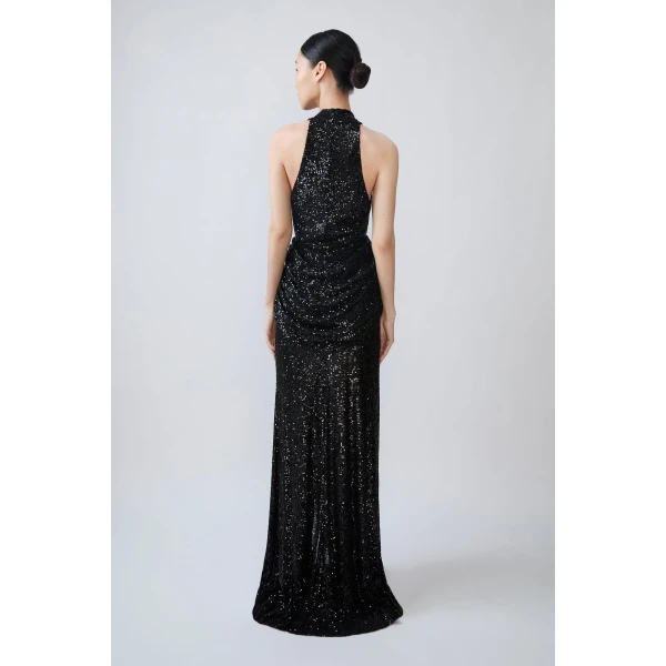 mini stretch sequin draped waist skirt