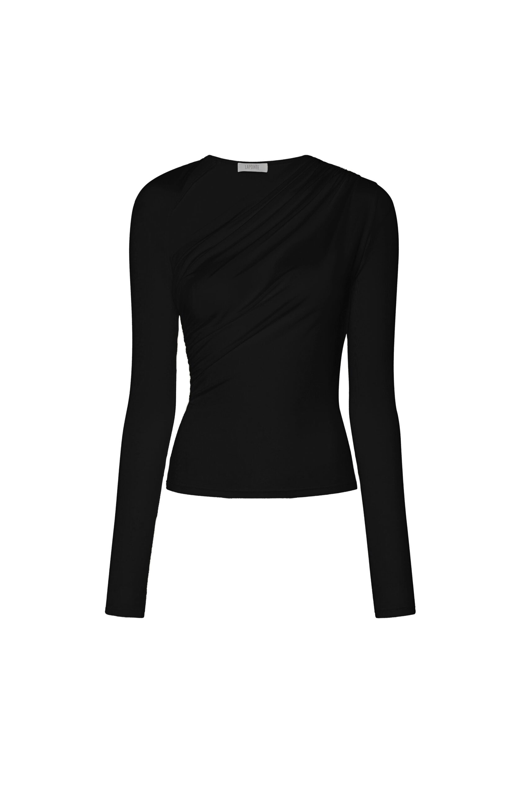 Modal Jersey Asymmetrical Ruched Top in Black