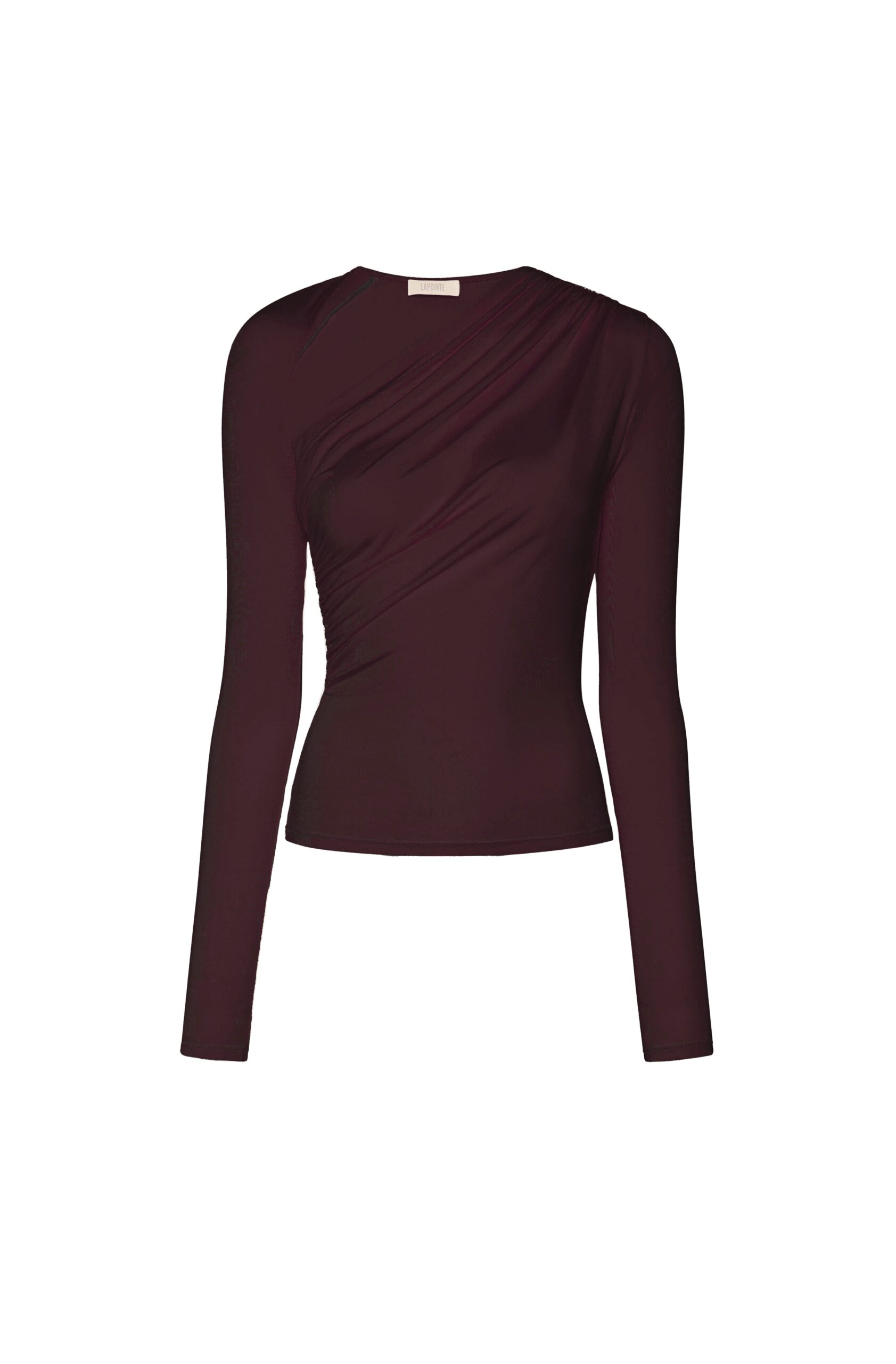 Modal Jersey Asymmetrical Ruched Top in Mulberry