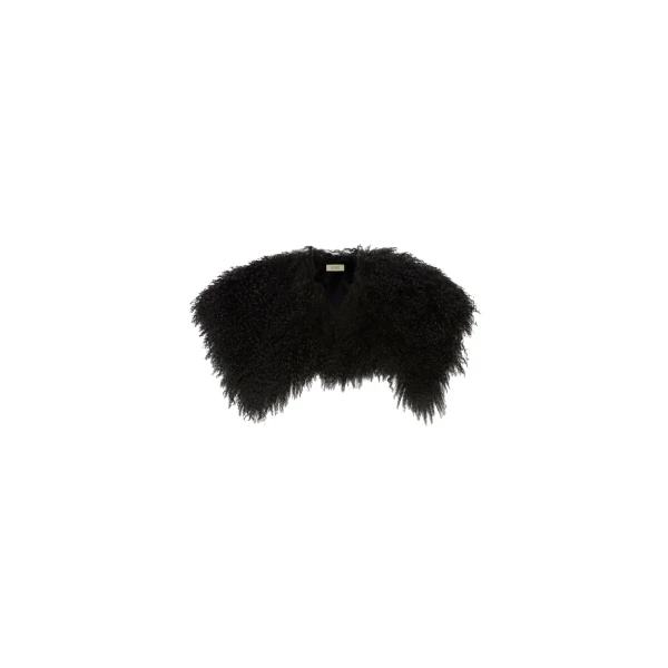 Mongolian Shearling Collar in Black