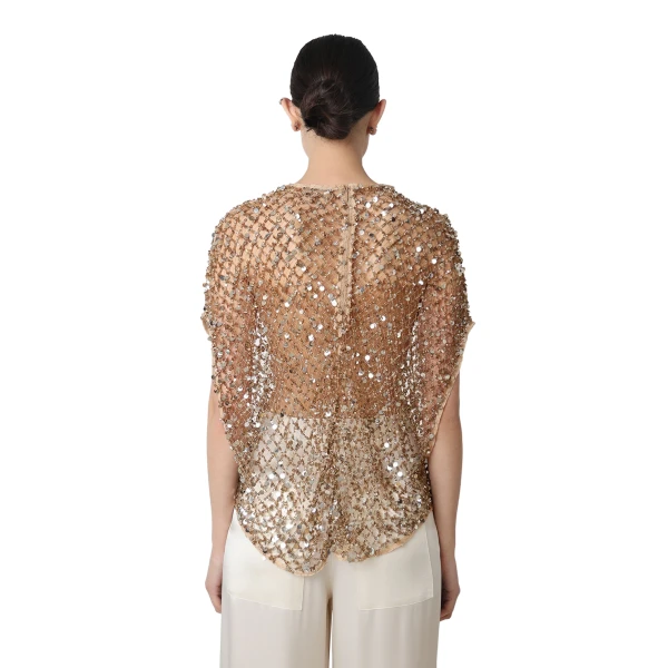 net mesh sequin cape tee