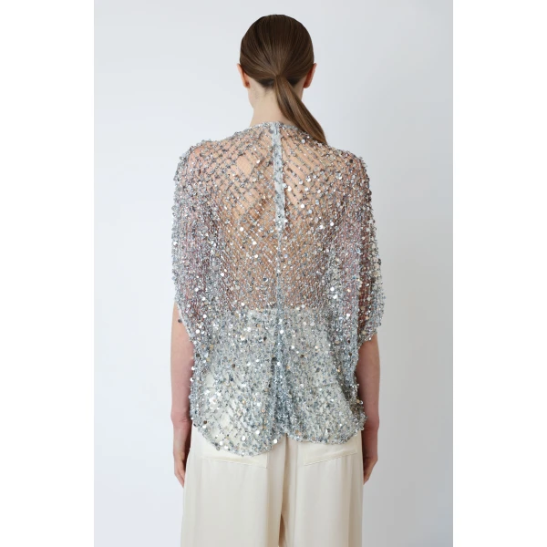 net mesh sequin cape tee