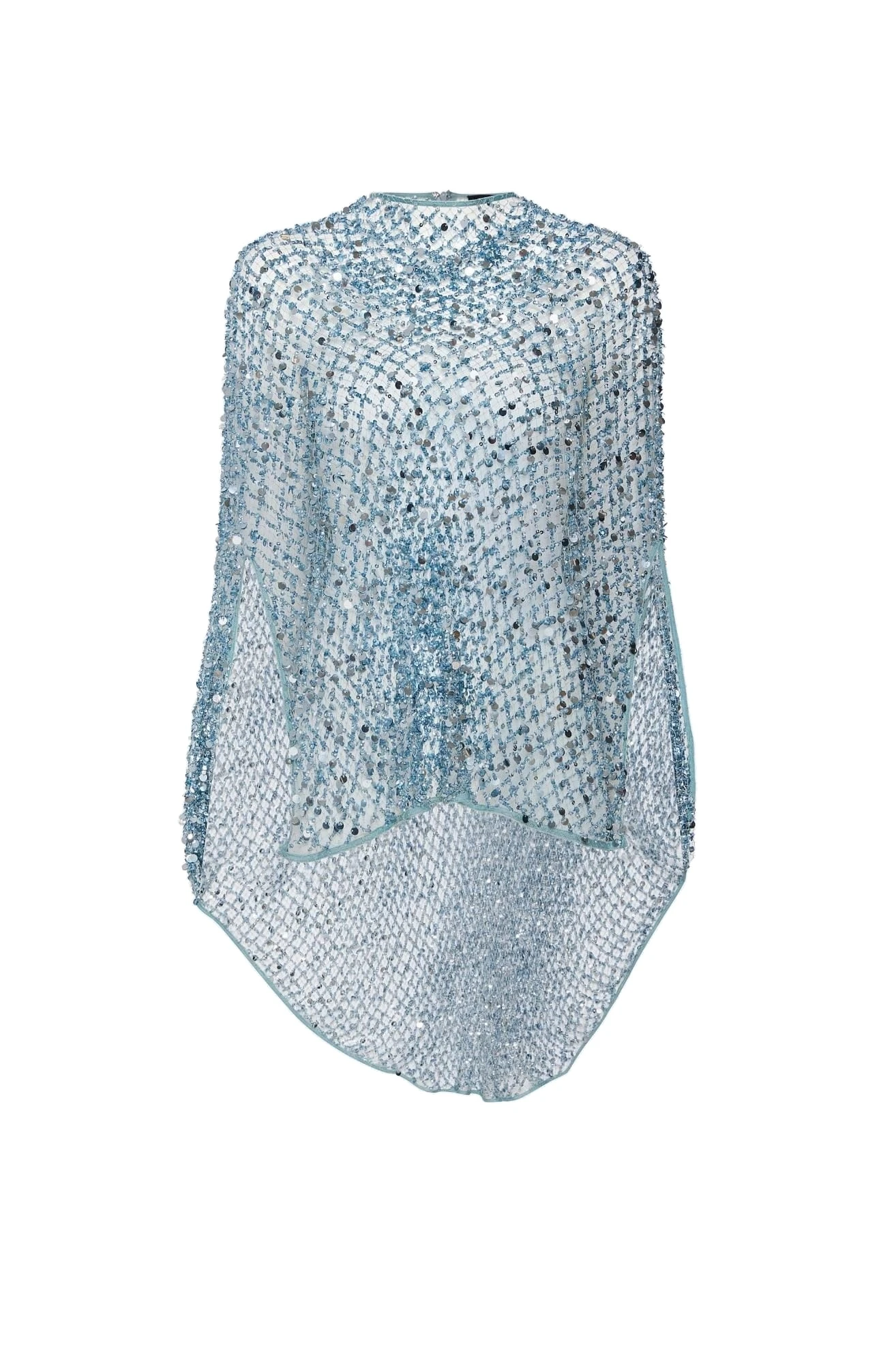 Net Mesh Sequin Oversized Cape Tee in Cloud