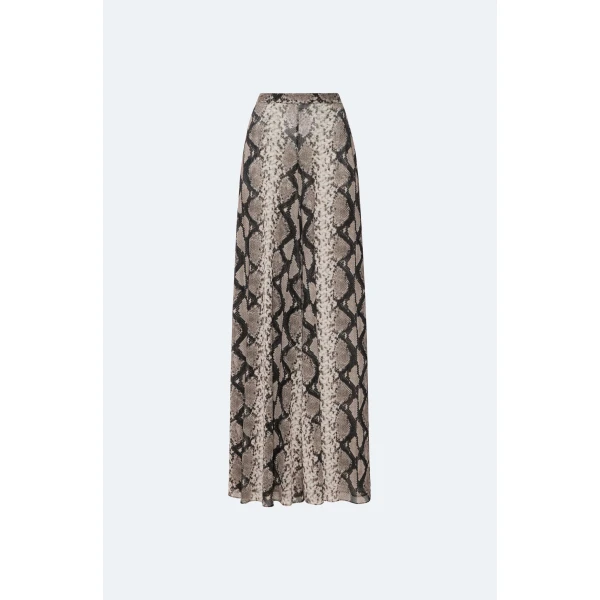 Printed Mesh Wide Leg Pant in Python Print