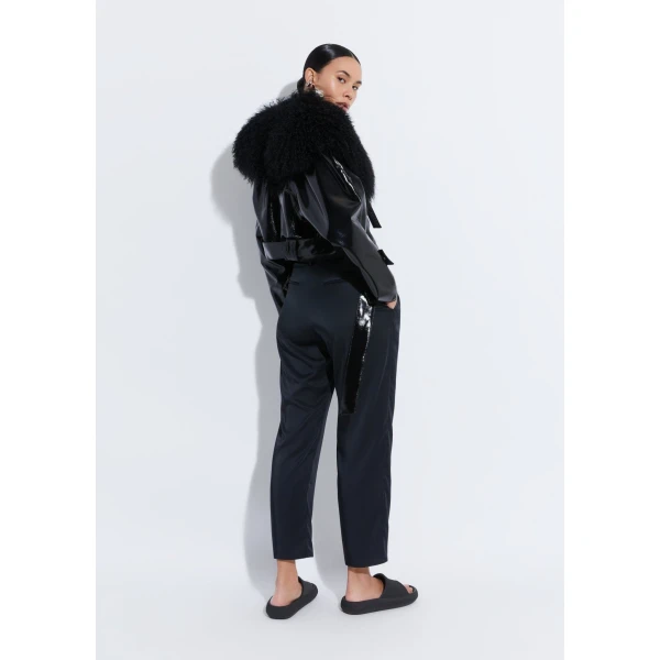 satin belted cropped pant