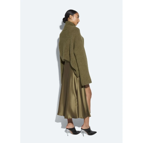 satin bias midi skirt