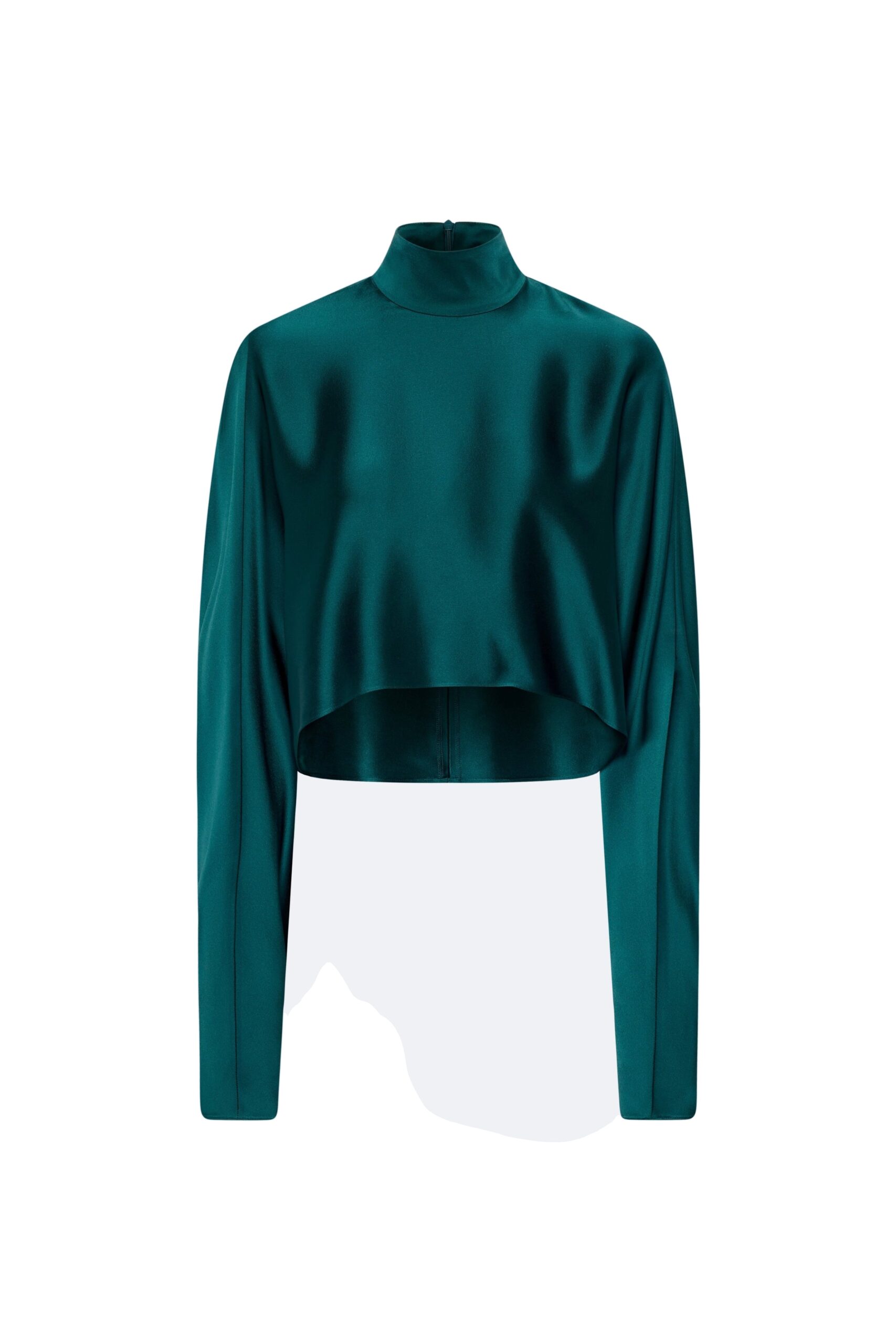 Satin Caftan Top in Emerald
