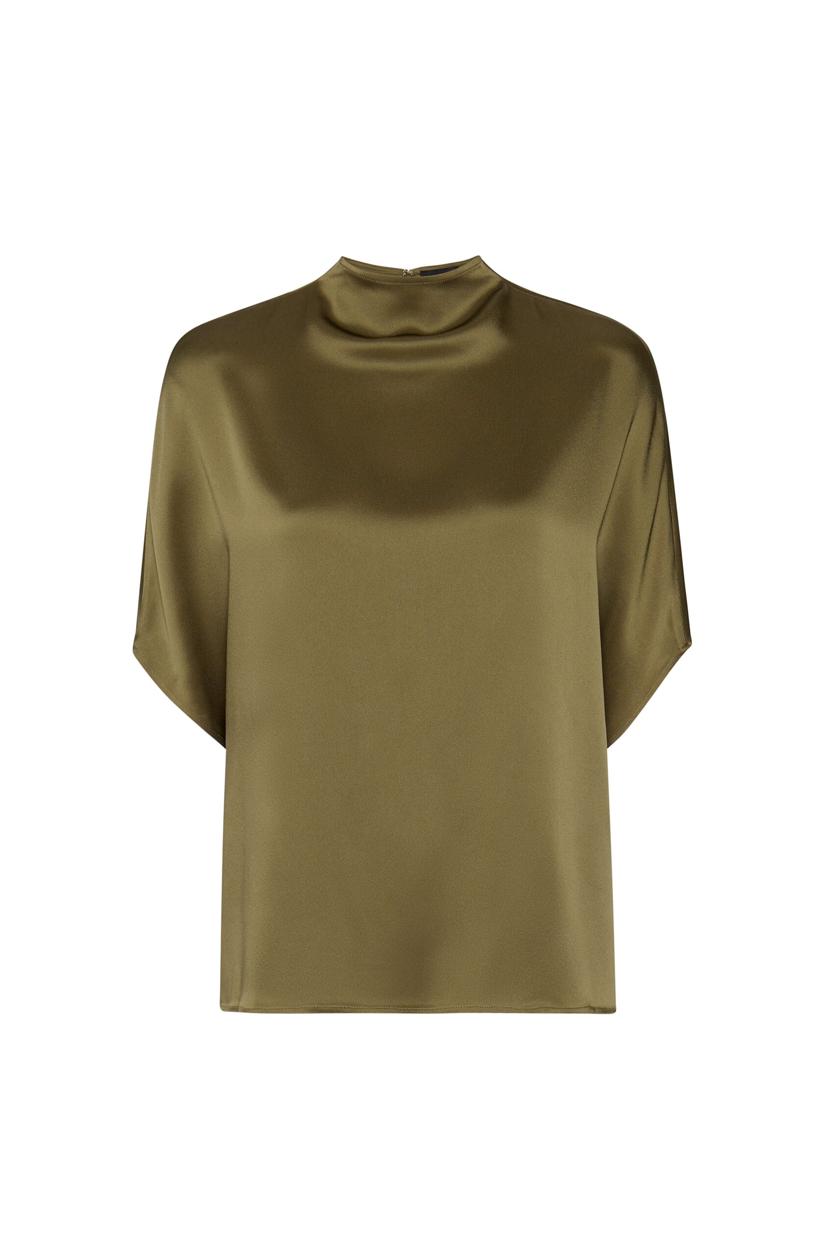 Satin Cape Tee in Dark Olive