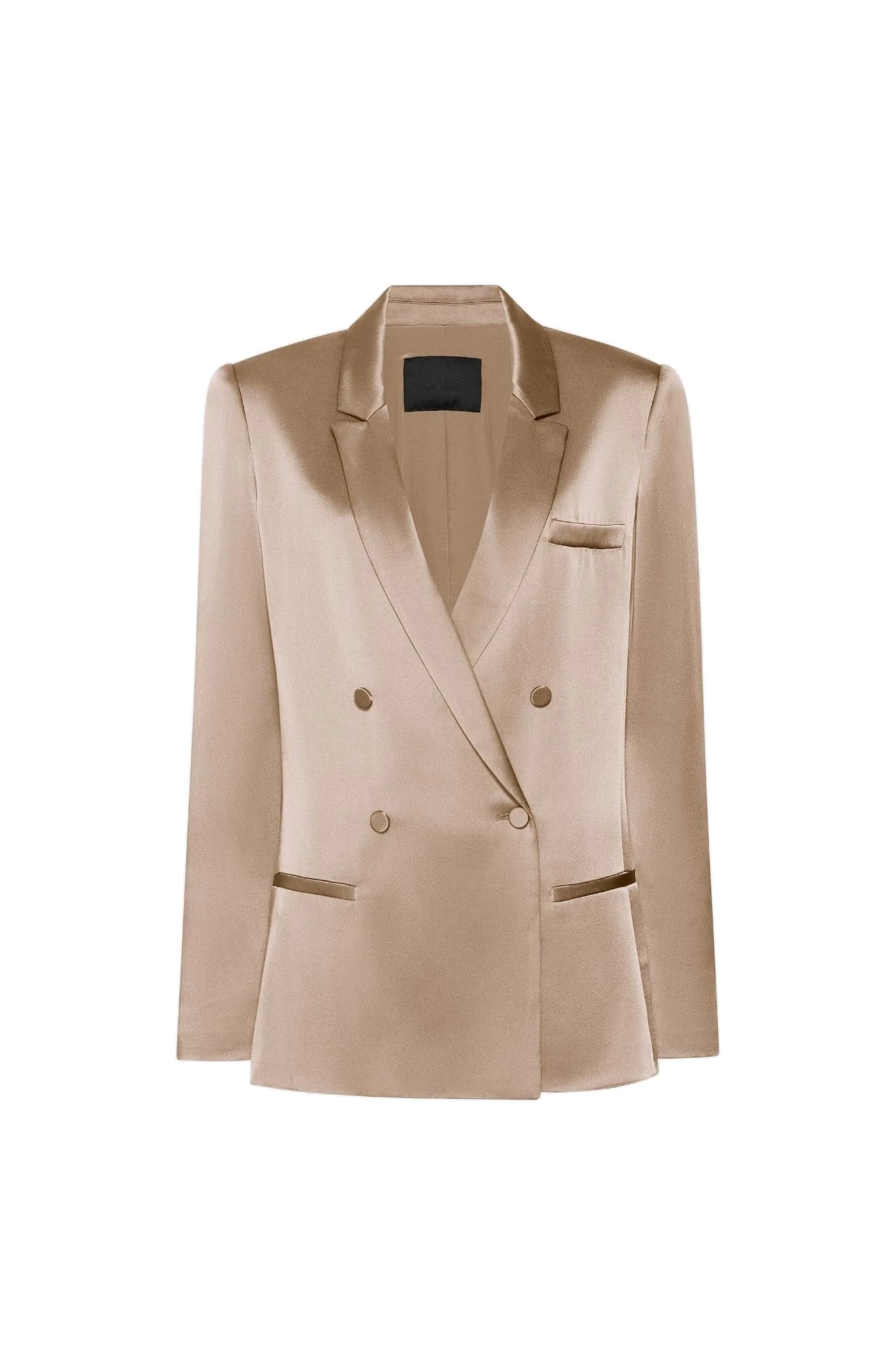 Satin Double Breasted Blazer in Oat