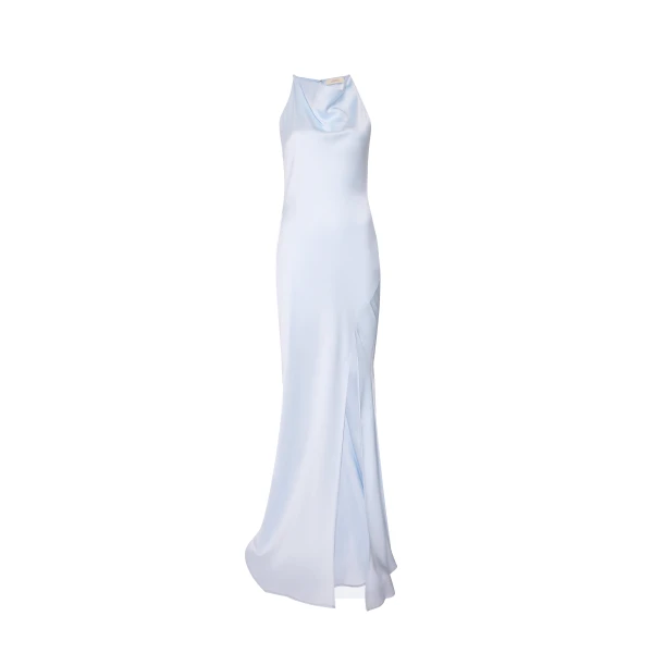 Satin Halter Gown in Cloud
