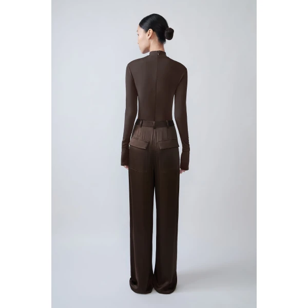 satin relaxed pleated pant